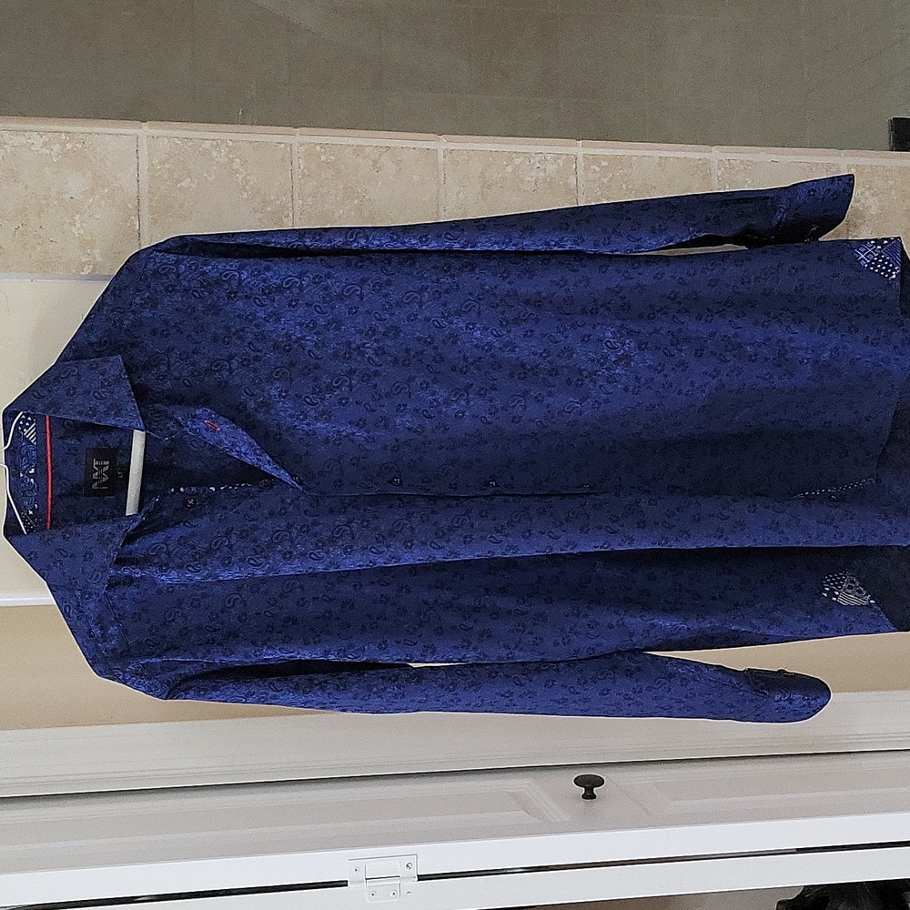 Royal Blue Paisley Dress Shirt